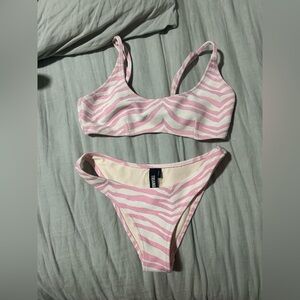 triangl swimwear Pink & White Zebra-Print Bikini Set